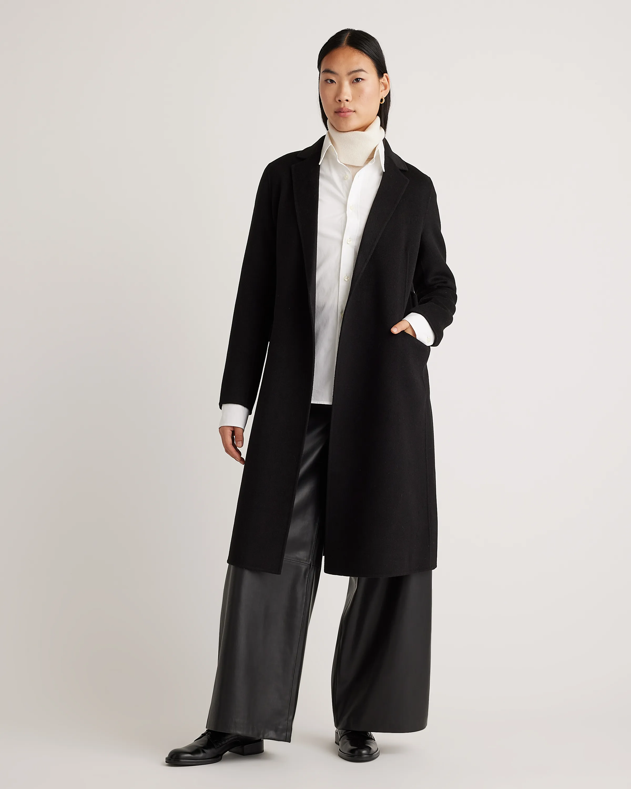 100% Mongolian Cashmere Double-Faced Wrap Coat