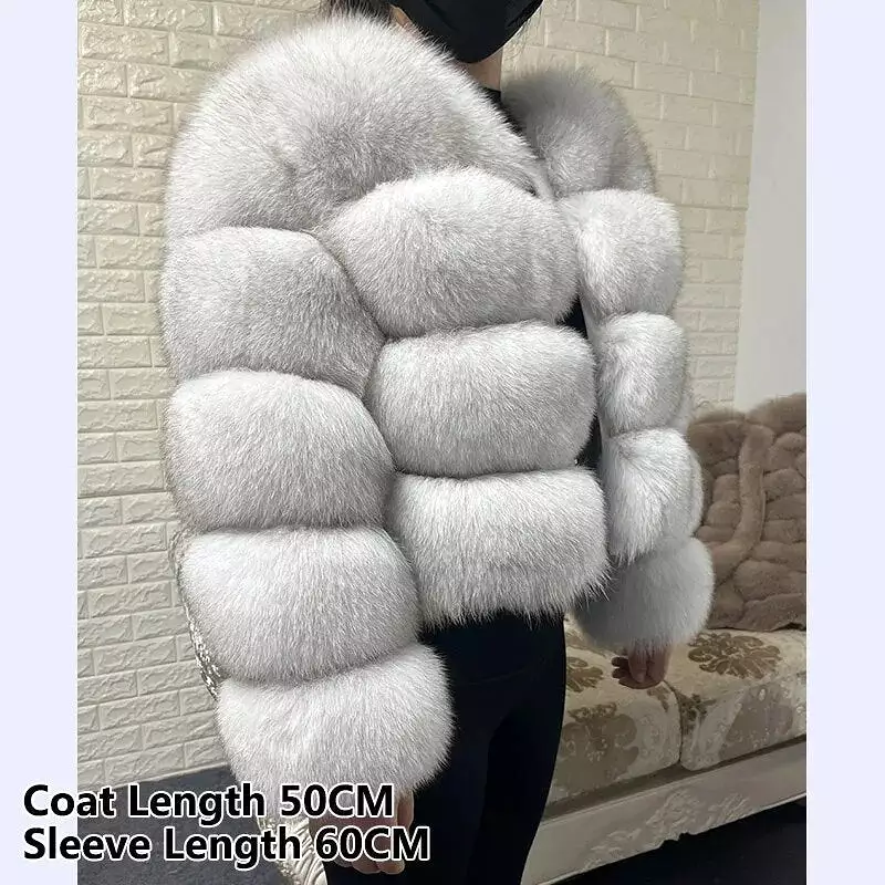 2023 Natural Real Fox Fur Coat Women Winter Long Sleeve Luxury Raccoon Fur Jackets Thick Top Female Furry Coat Vest