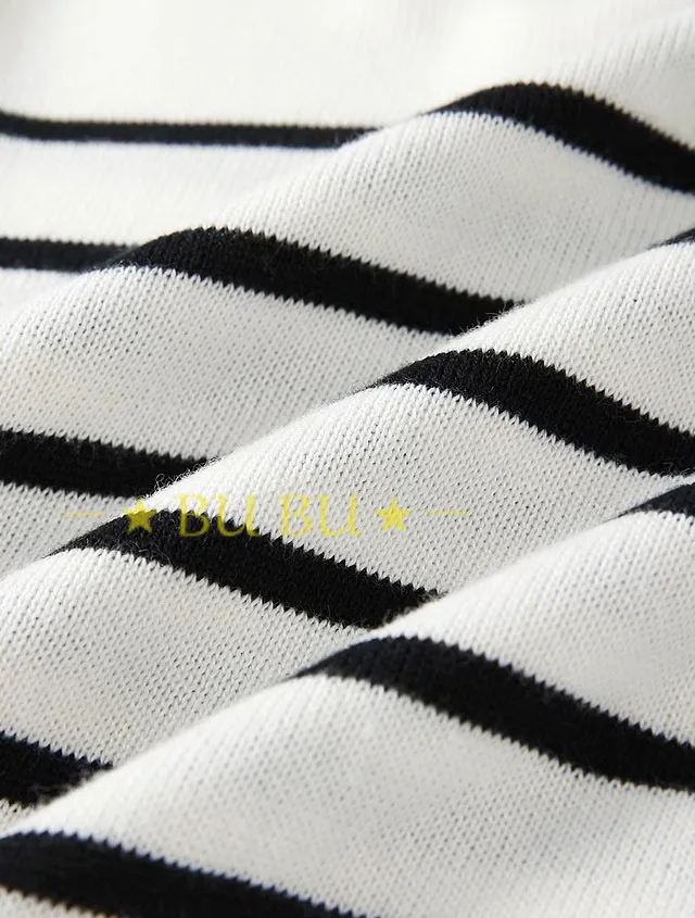 3COLOUR  |Crew Neck Stripes Casual Style Blended Fabrics Short Sleeves