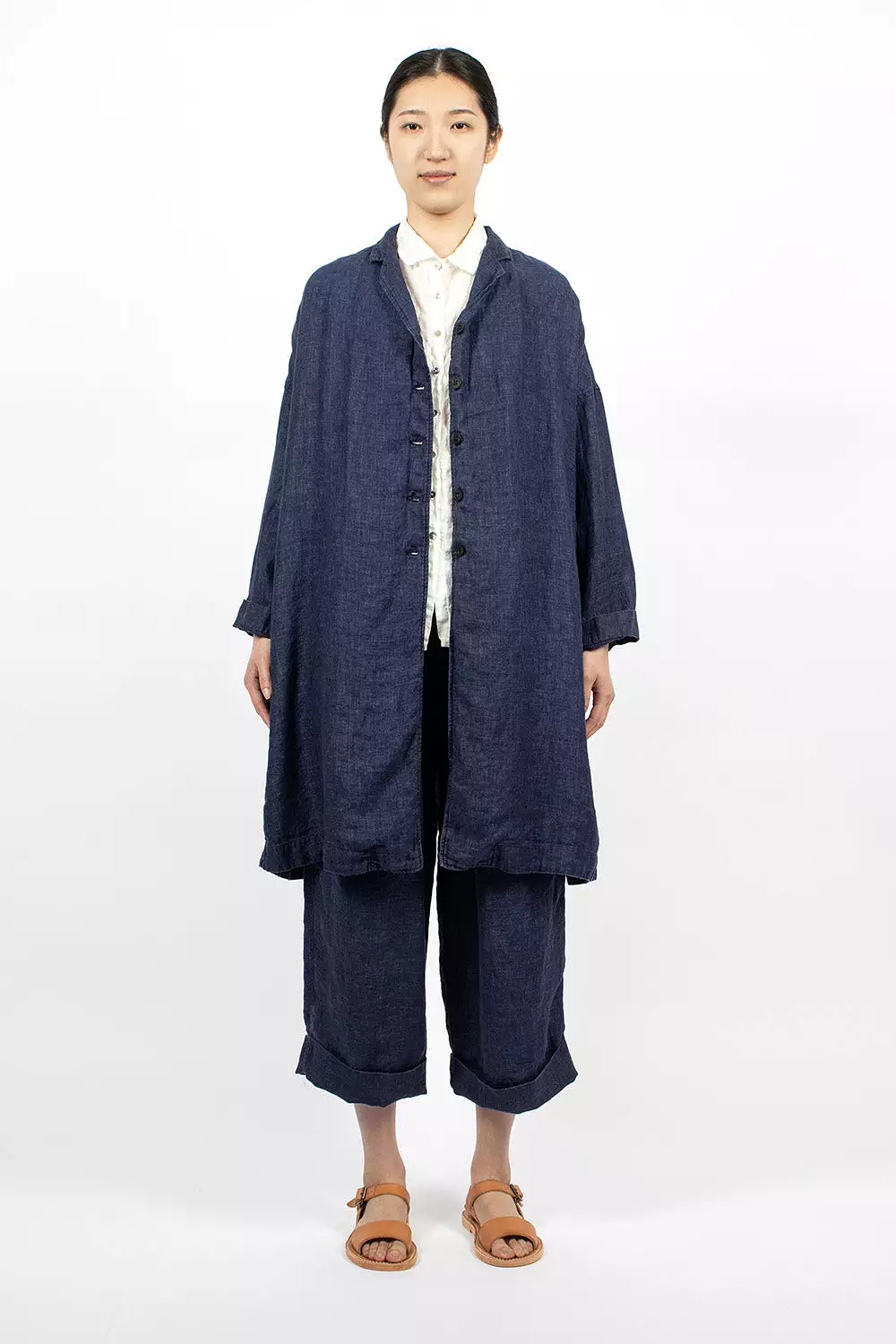 45_33 Linen Easy Coat Navy