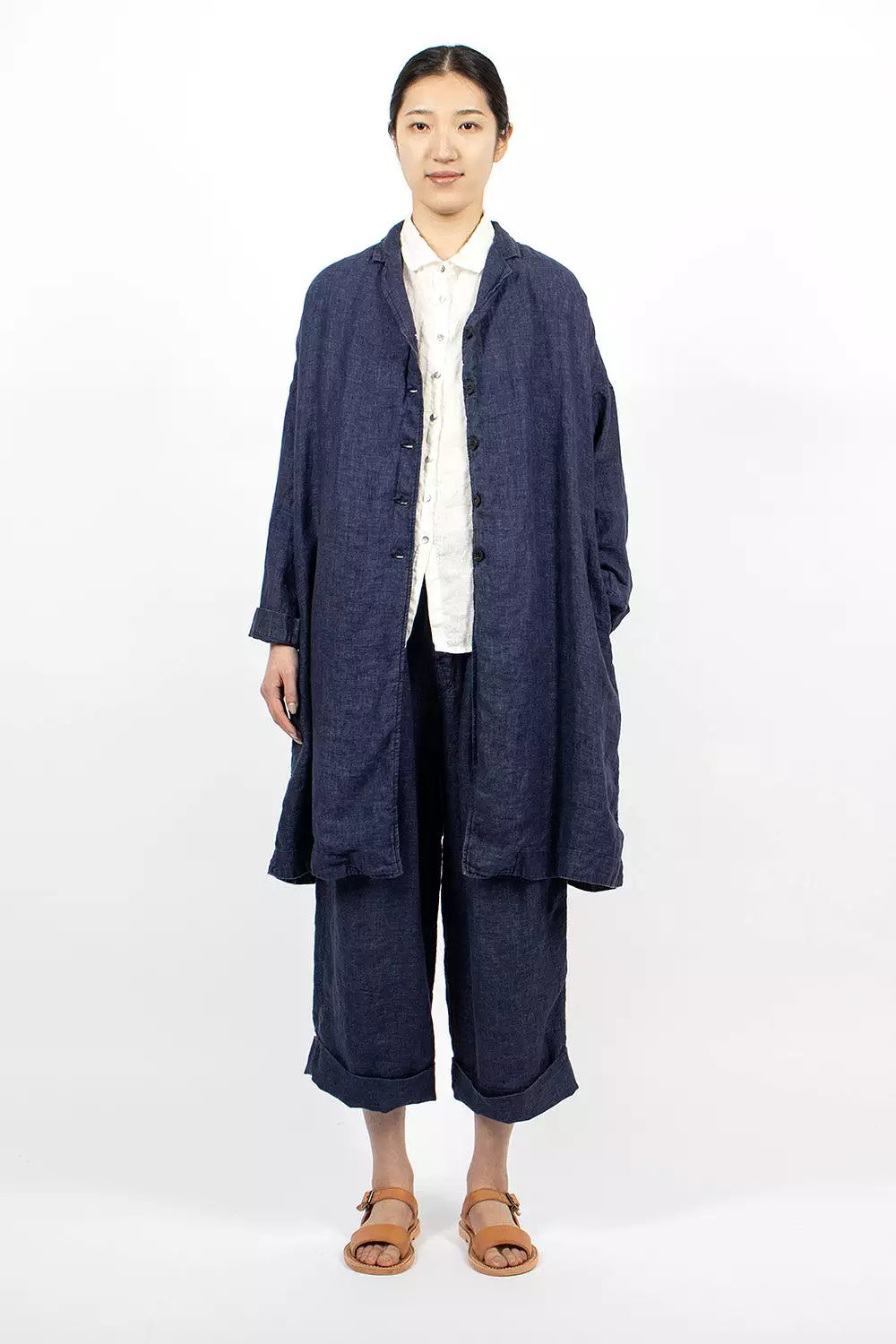 45_33 Linen Easy Coat Navy