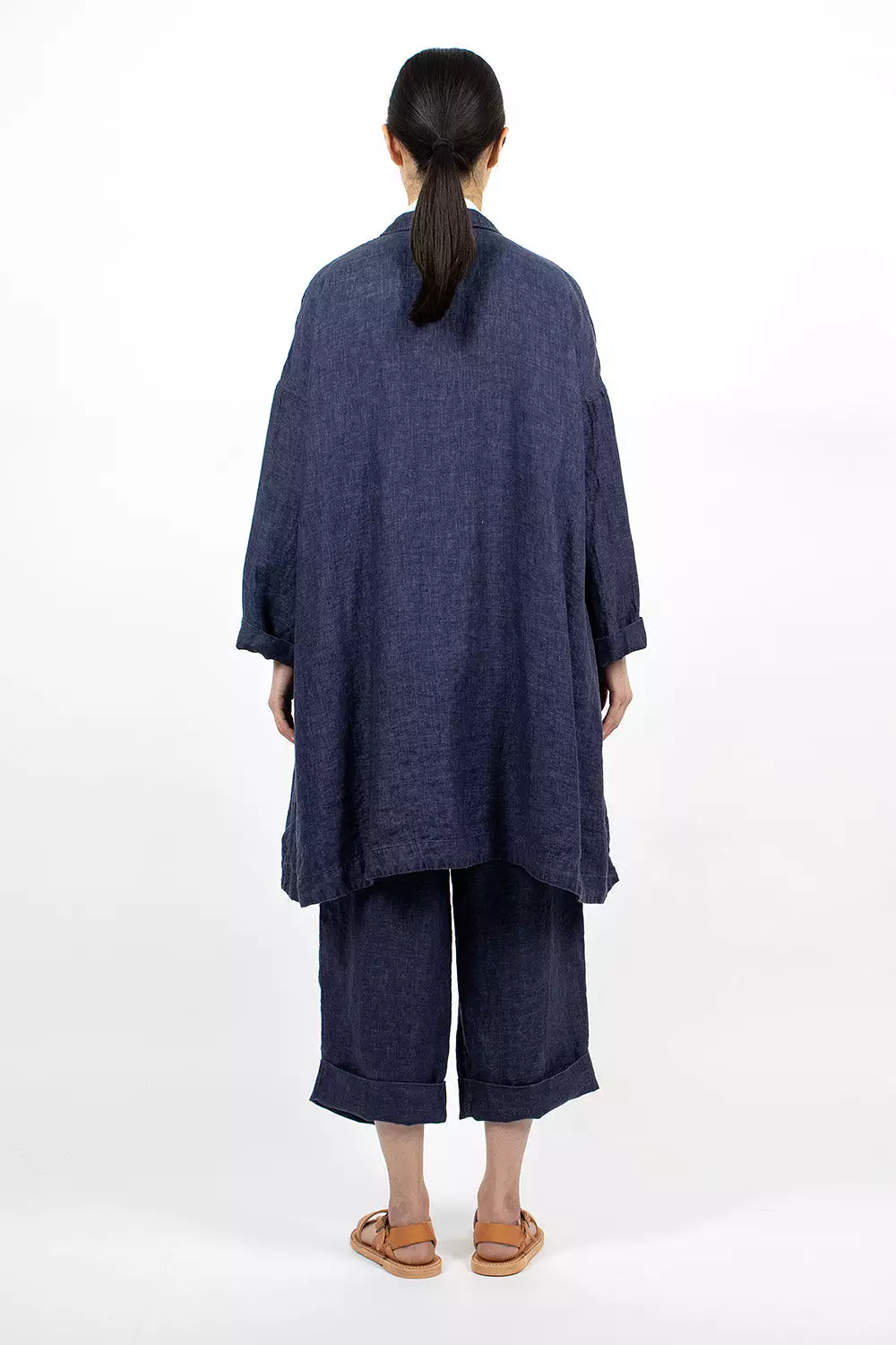 45_33 Linen Easy Coat Navy