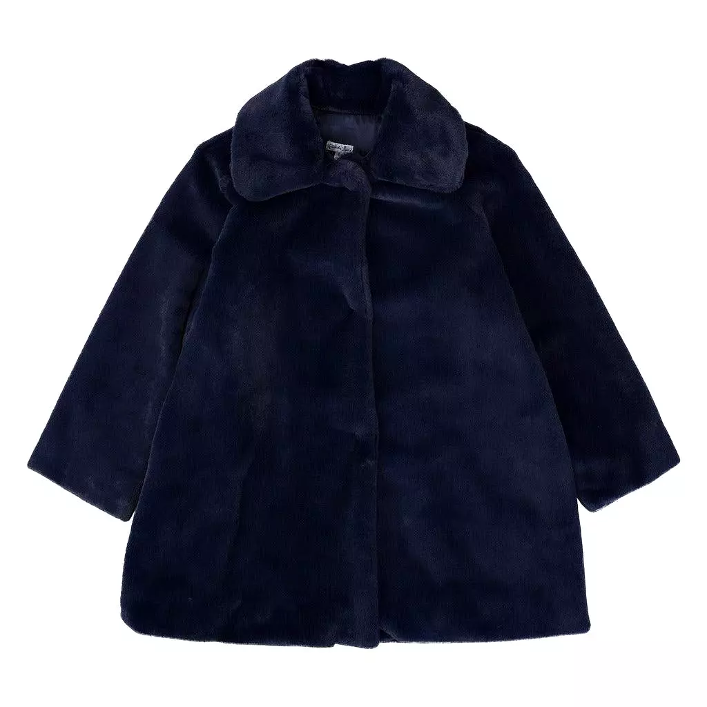 [50%OFF] Navy faux fur coat