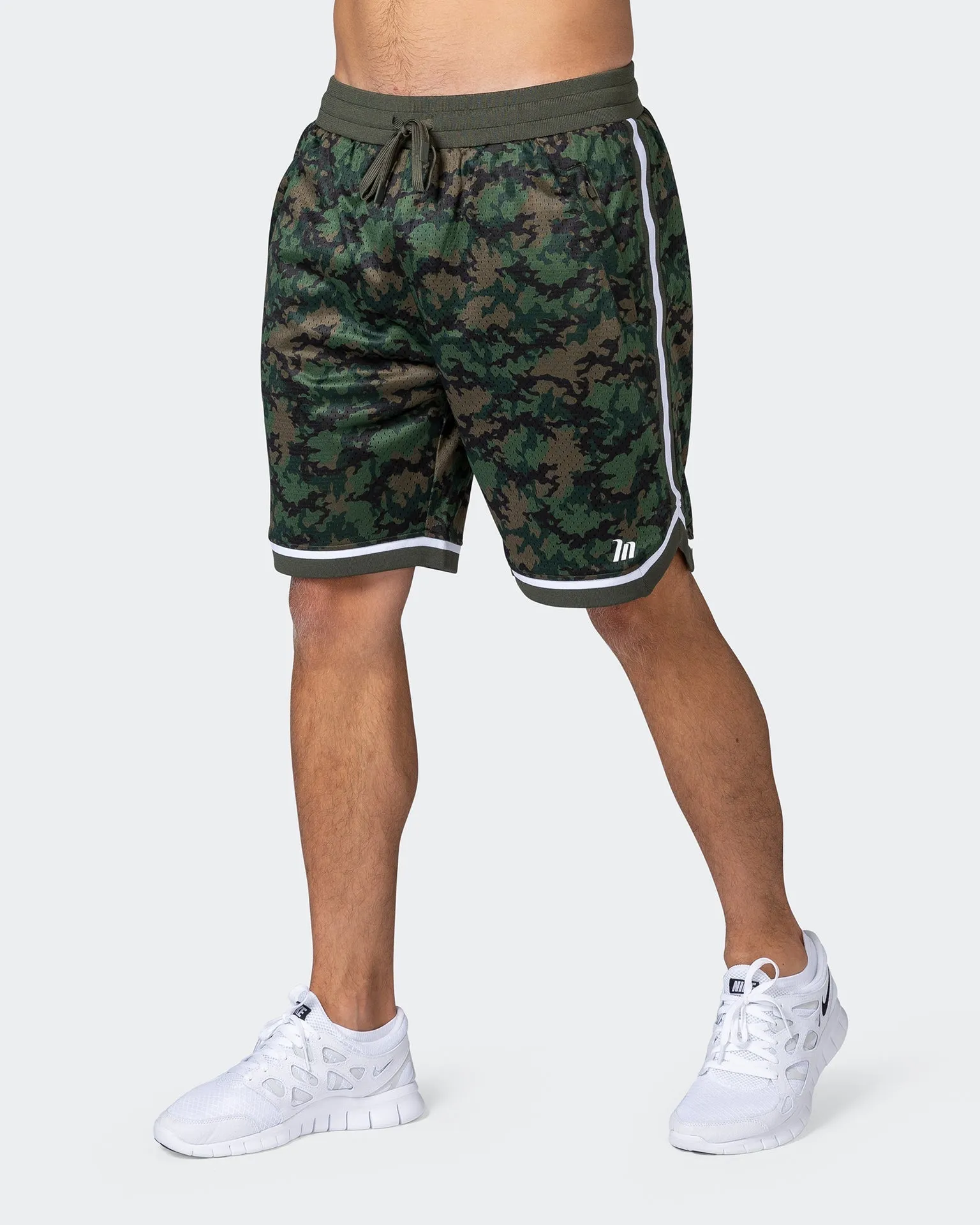 8 Basketball Shorts - Dark Khaki Camo Print