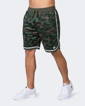 8 Basketball Shorts - Dark Khaki Camo Print