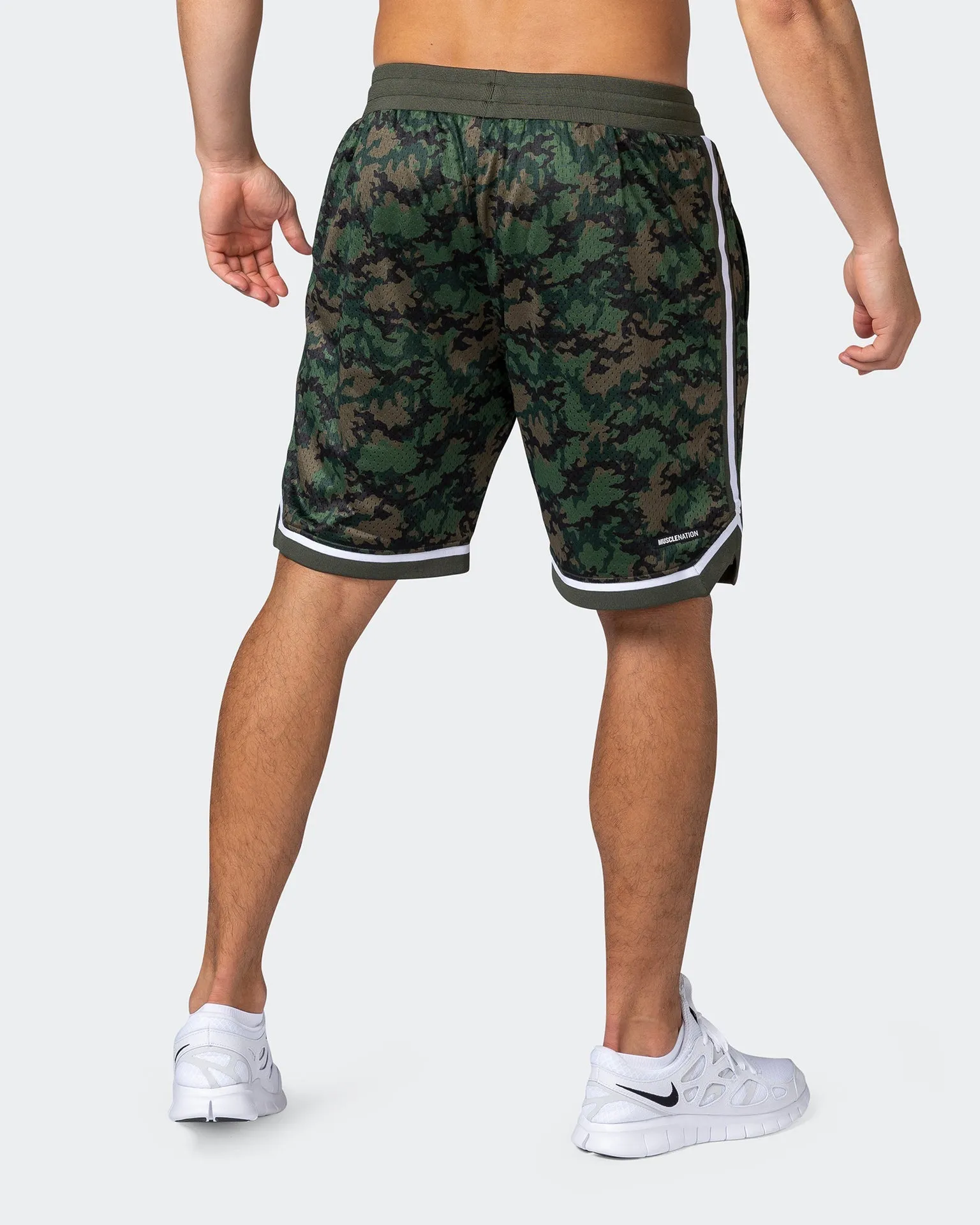 8 Basketball Shorts - Dark Khaki Camo Print