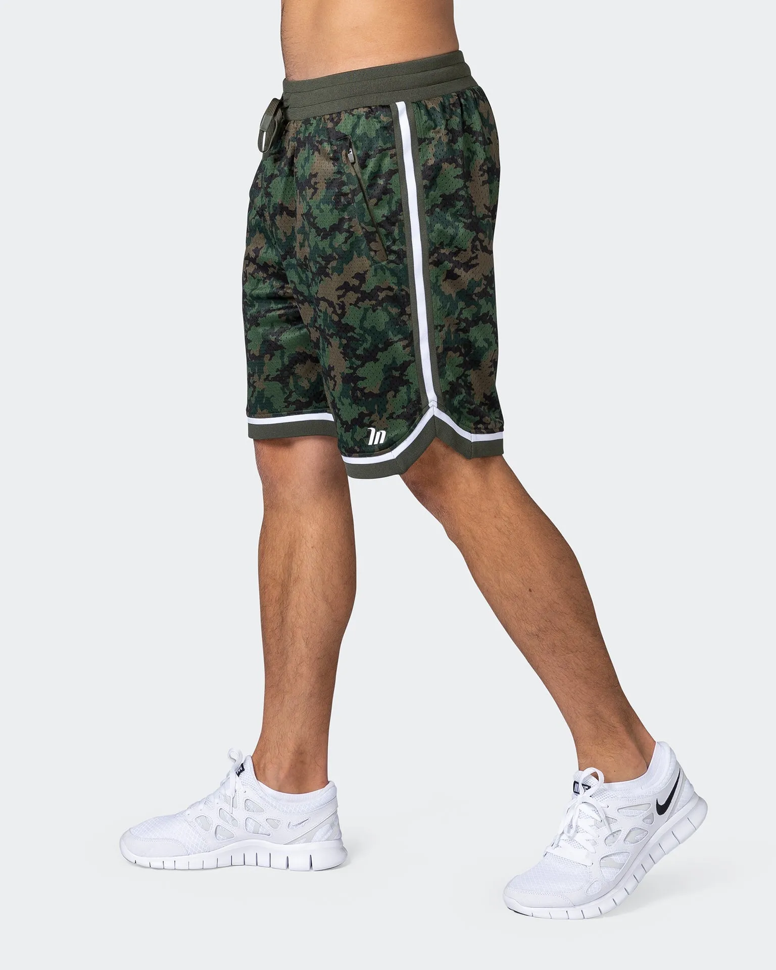 8 Basketball Shorts - Dark Khaki Camo Print