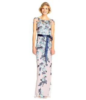 Adrianna Papell Cascading Floral Column Gown