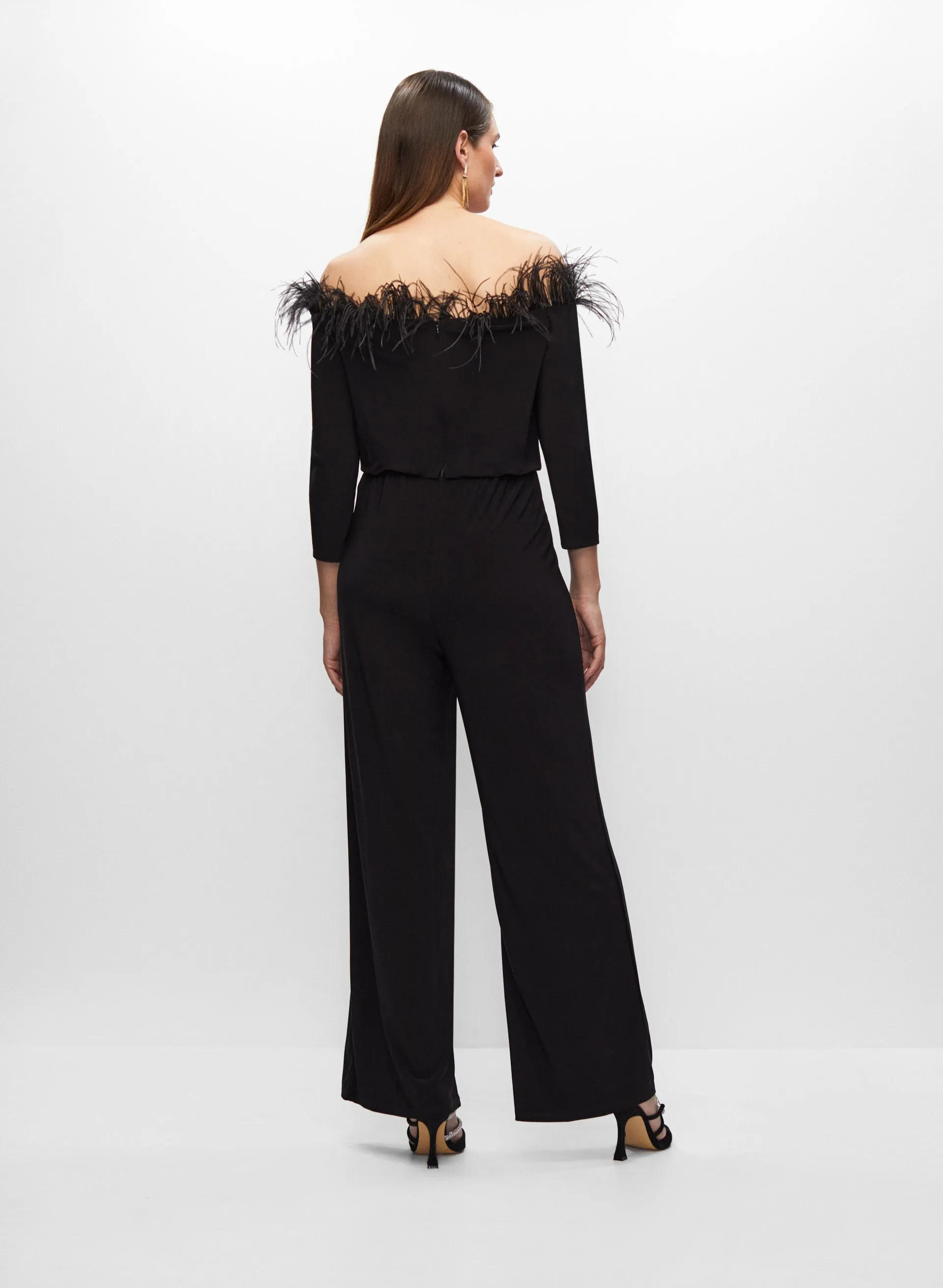 Adrianna Papell - Feather Trim Jumpsuit