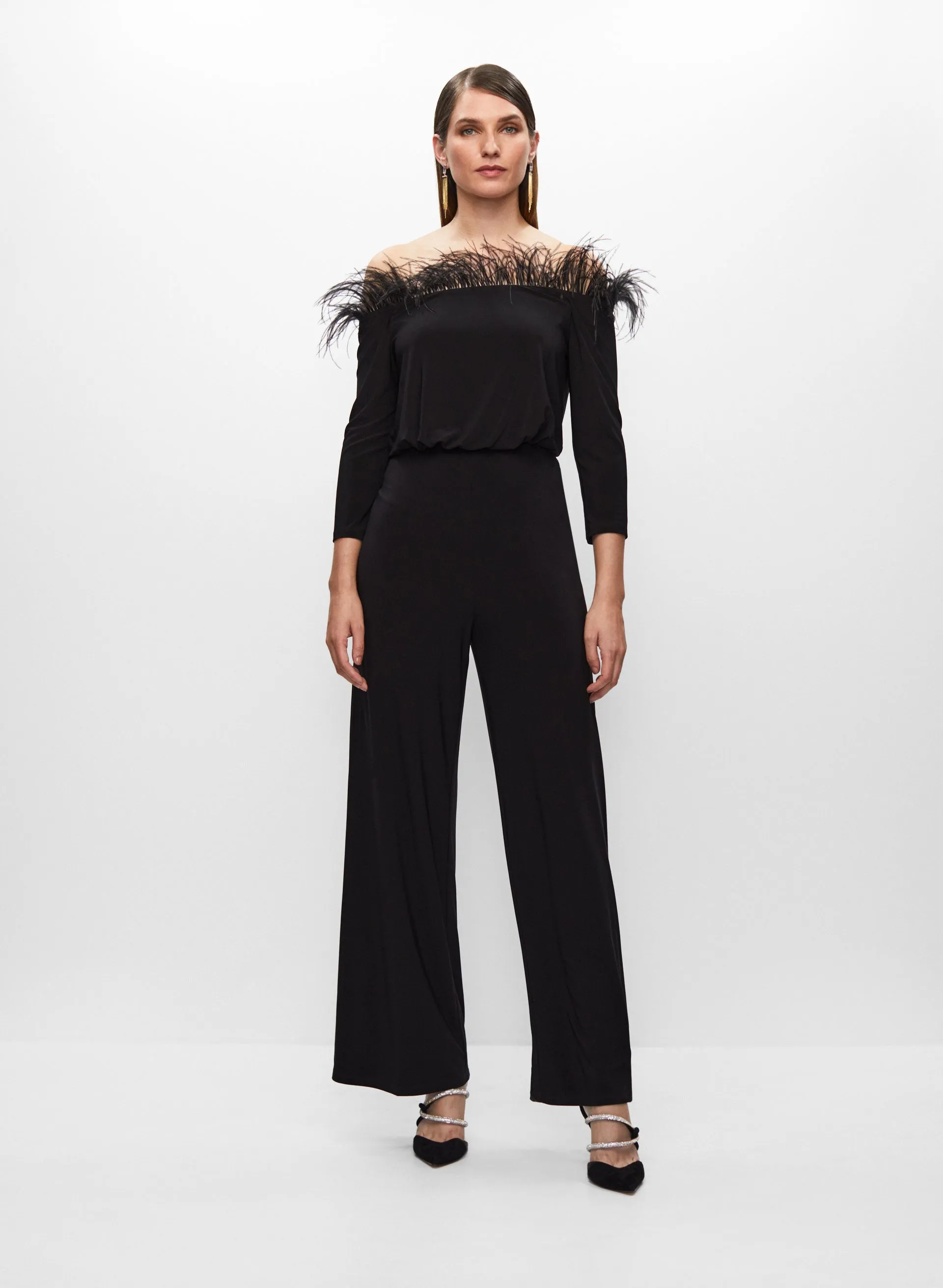 Adrianna Papell - Feather Trim Jumpsuit