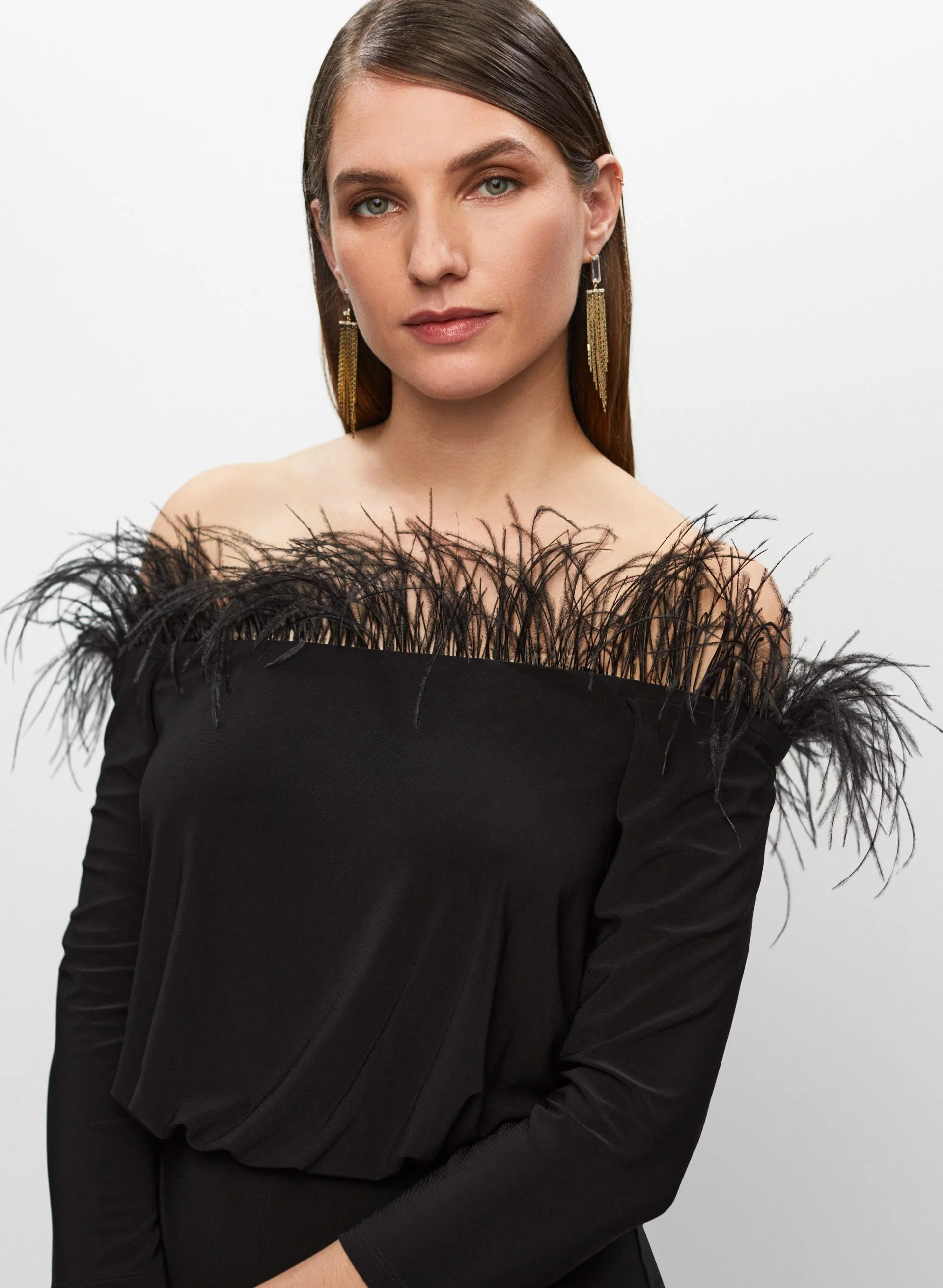 Adrianna Papell - Feather Trim Jumpsuit