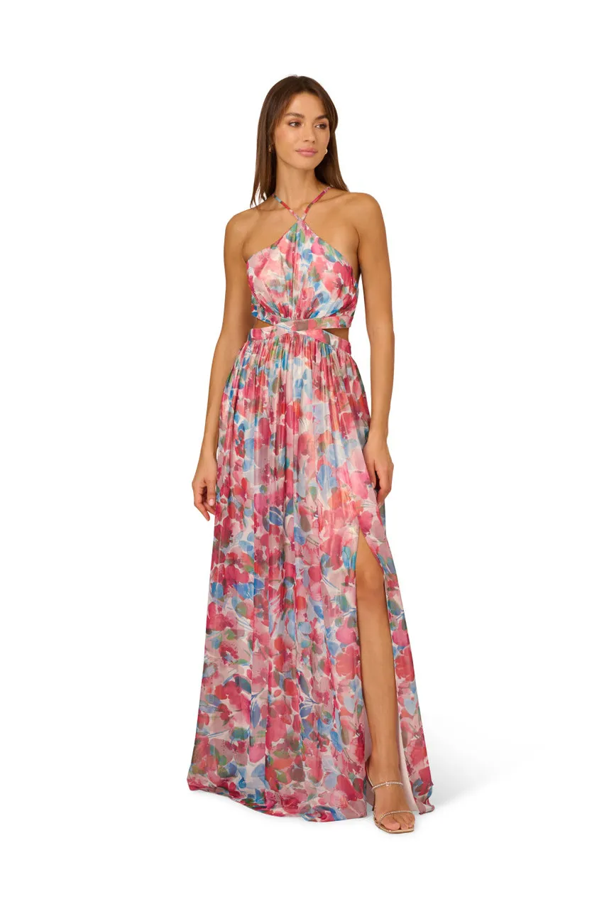 ADRIANNA X ADRIANNA PAPELL Foiled chiffon maxi dress -                         -                     -                