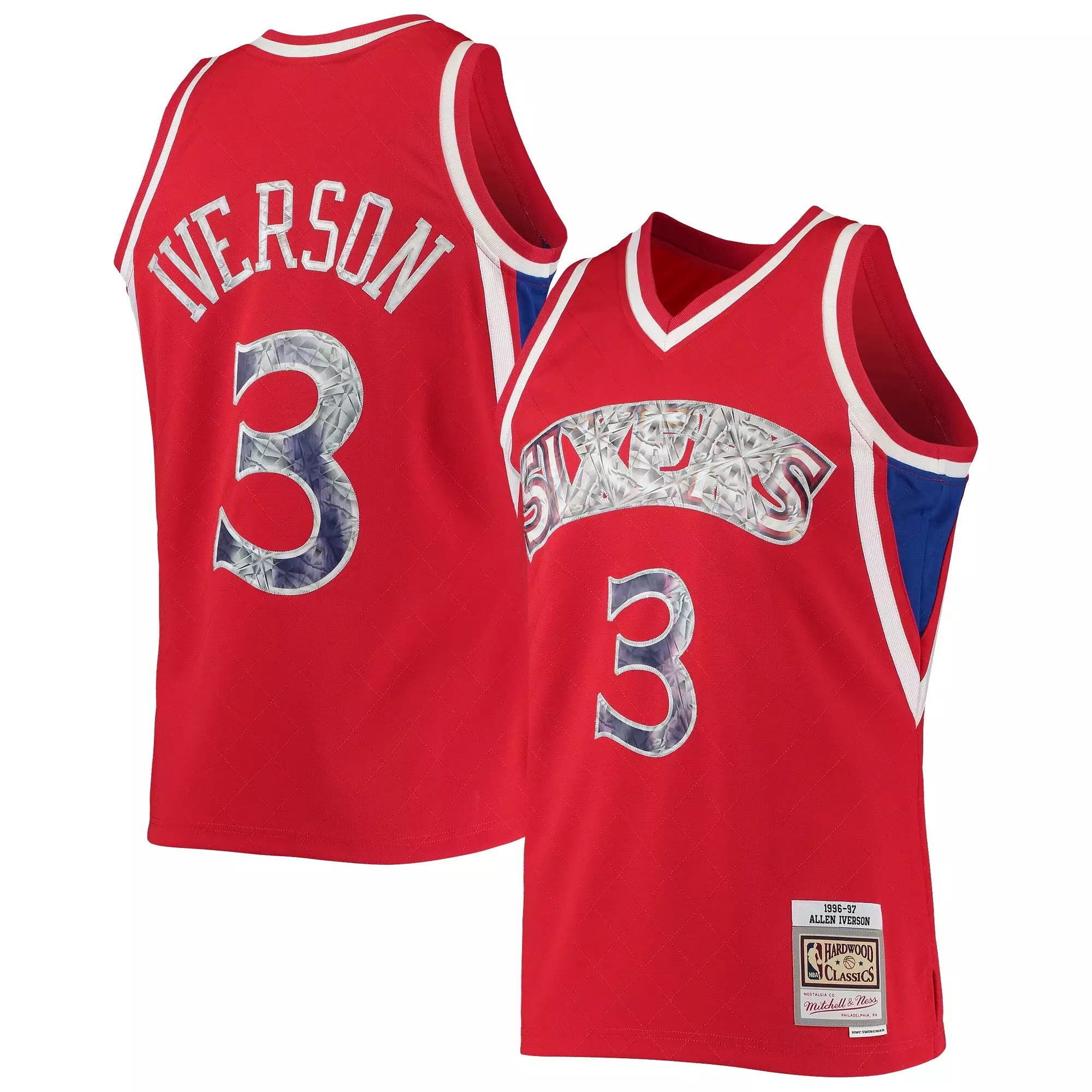 Allen Iverson Philadelphia 76ers Mitchell & Ness 1996-97 Hardwood Classics NBA 75th Anniversary Diamond Swingman Jersey - Red