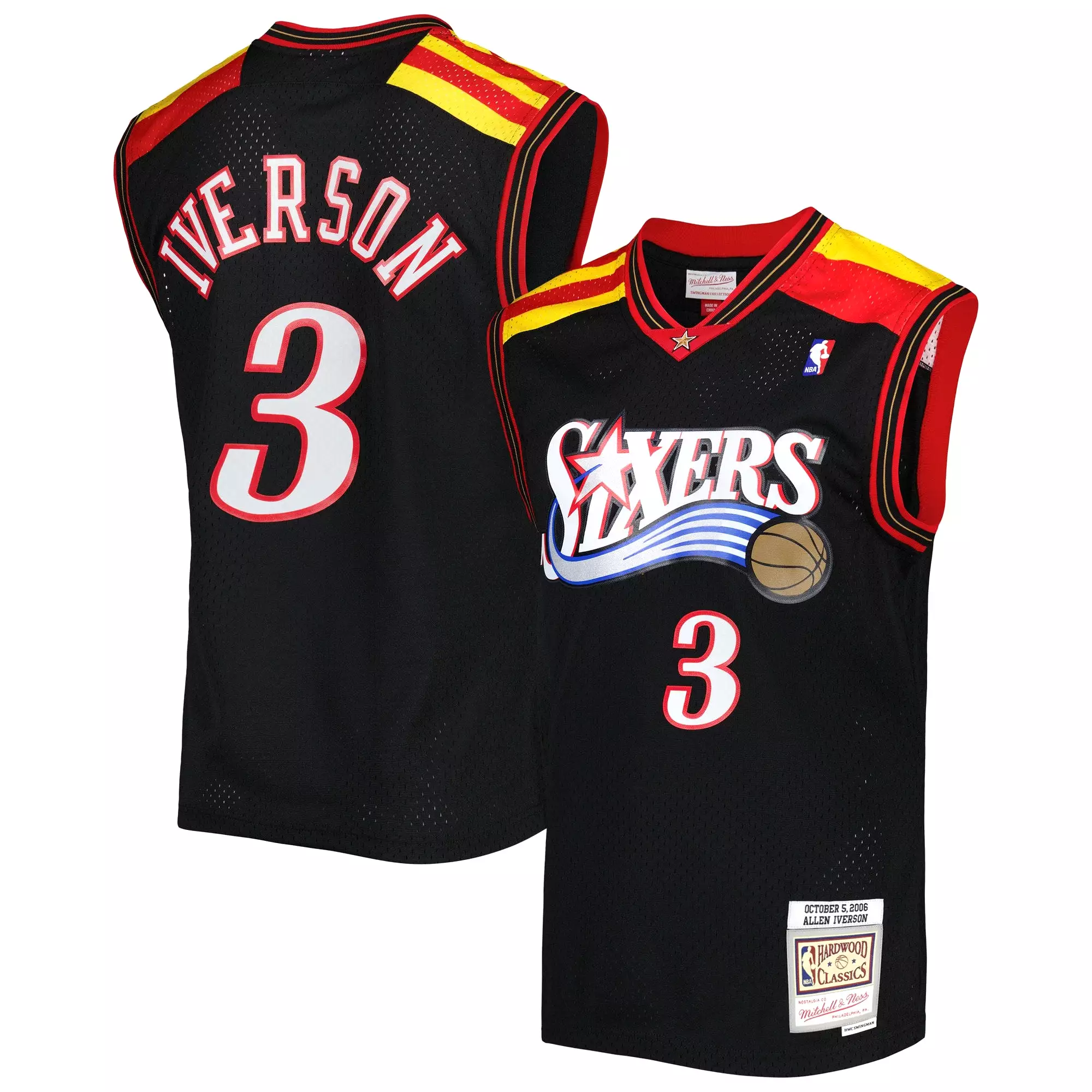 Allen Iverson Philadelphia 76ers Mitchell & Ness Hardwood Classics 2006/07 Swingman Jersey - Black