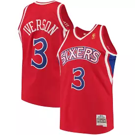 Allen Iverson Philadelphia 76ers Mitchell & Ness Hardwood Classics Swingman Jersey - Red