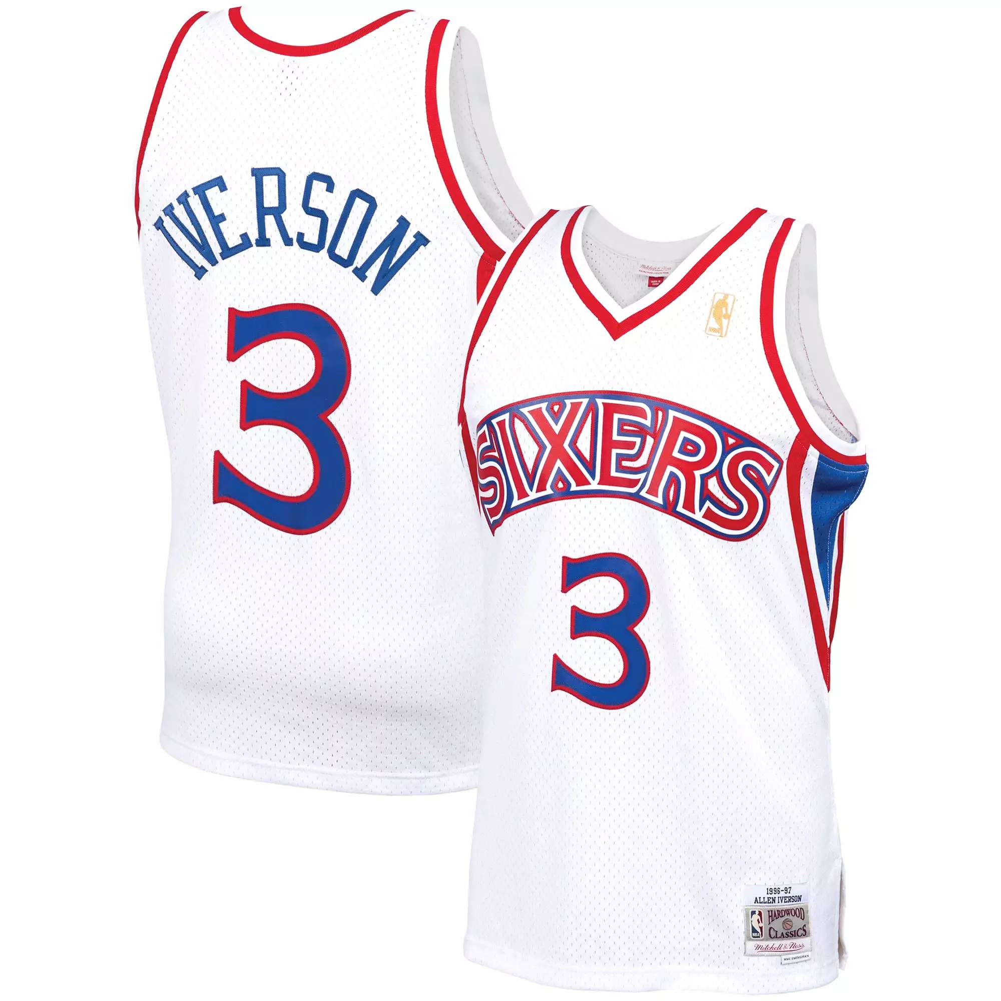 Allen Iverson Philadelphia 76ers Mitchell & Ness Hardwood Classics Swingman Jersey - White