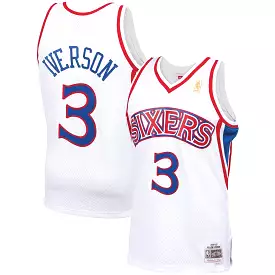 Allen Iverson Philadelphia 76ers Mitchell & Ness Hardwood Classics Swingman Jersey - White