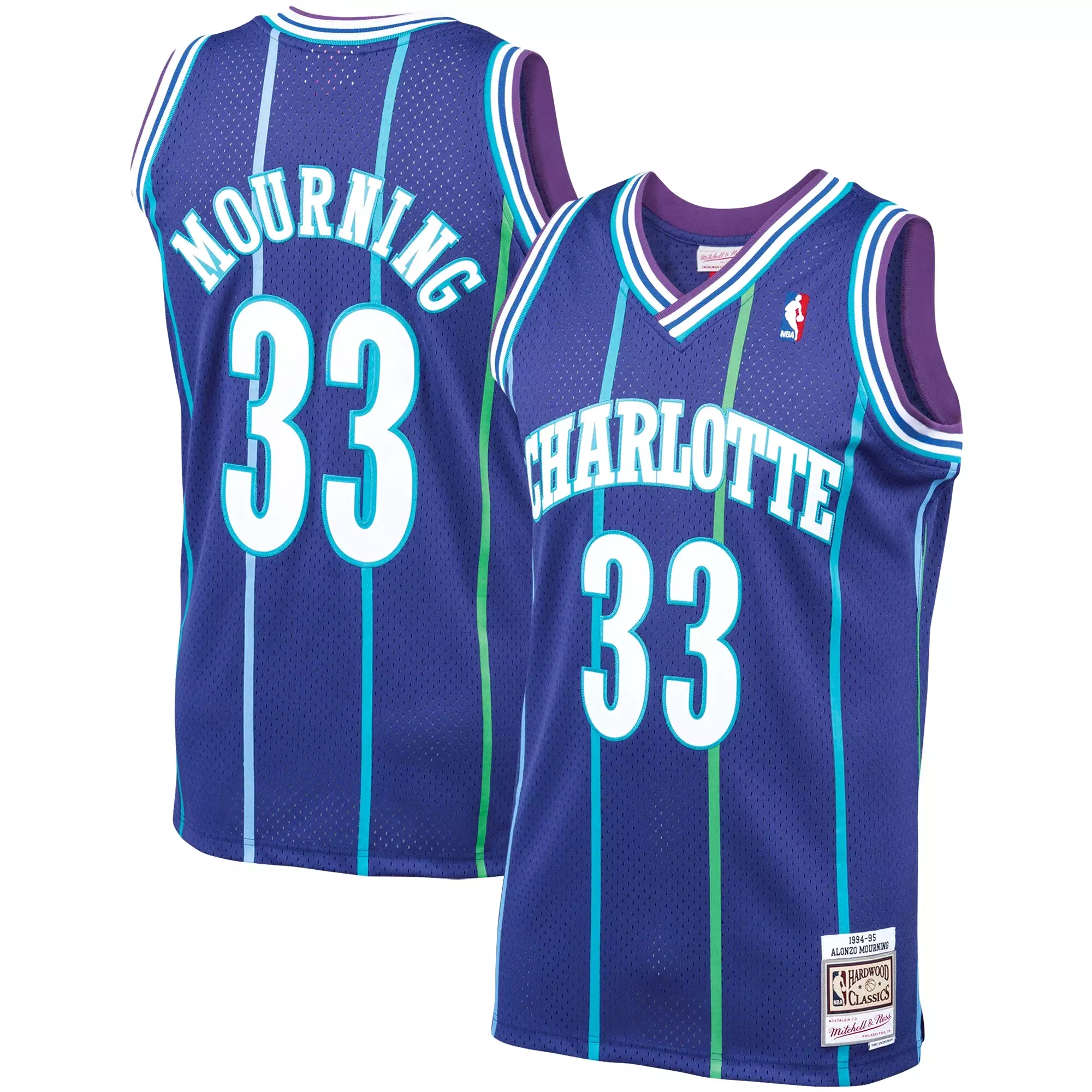 Alonzo Mourning Charlotte Hornets Mitchell & Ness Hardwood Classics Swingman Jersey - Purple