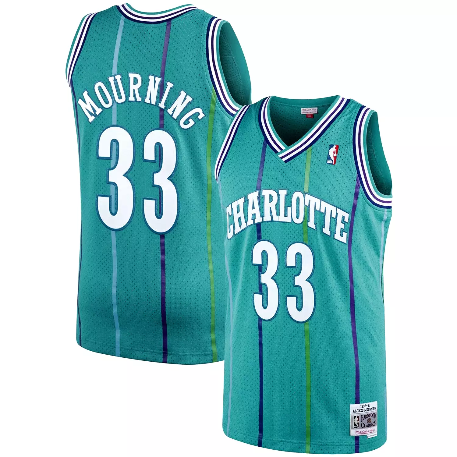 Alonzo Mourning Charlotte Hornets Mitchell & Ness Hardwood Classics Swingman Jersey - Teal