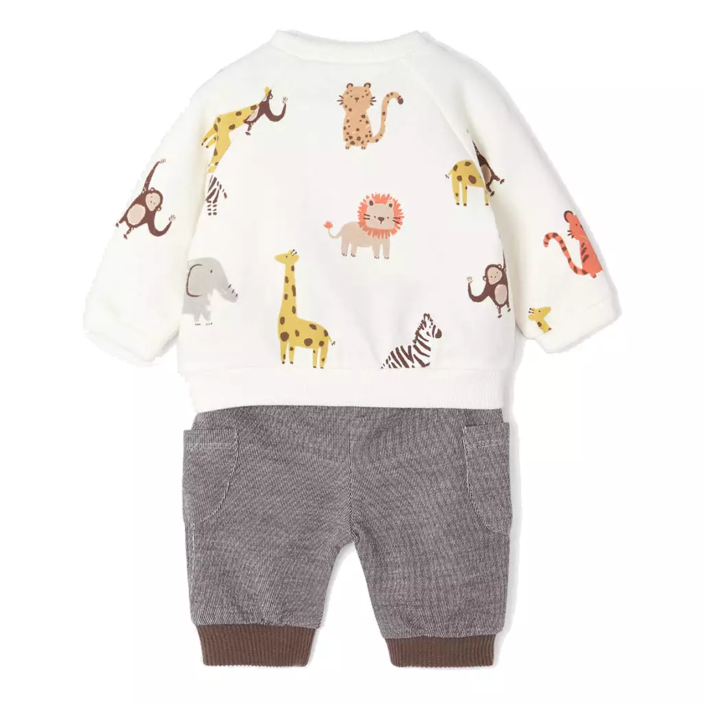 Beige Animal Graphic Dual Outfit Set