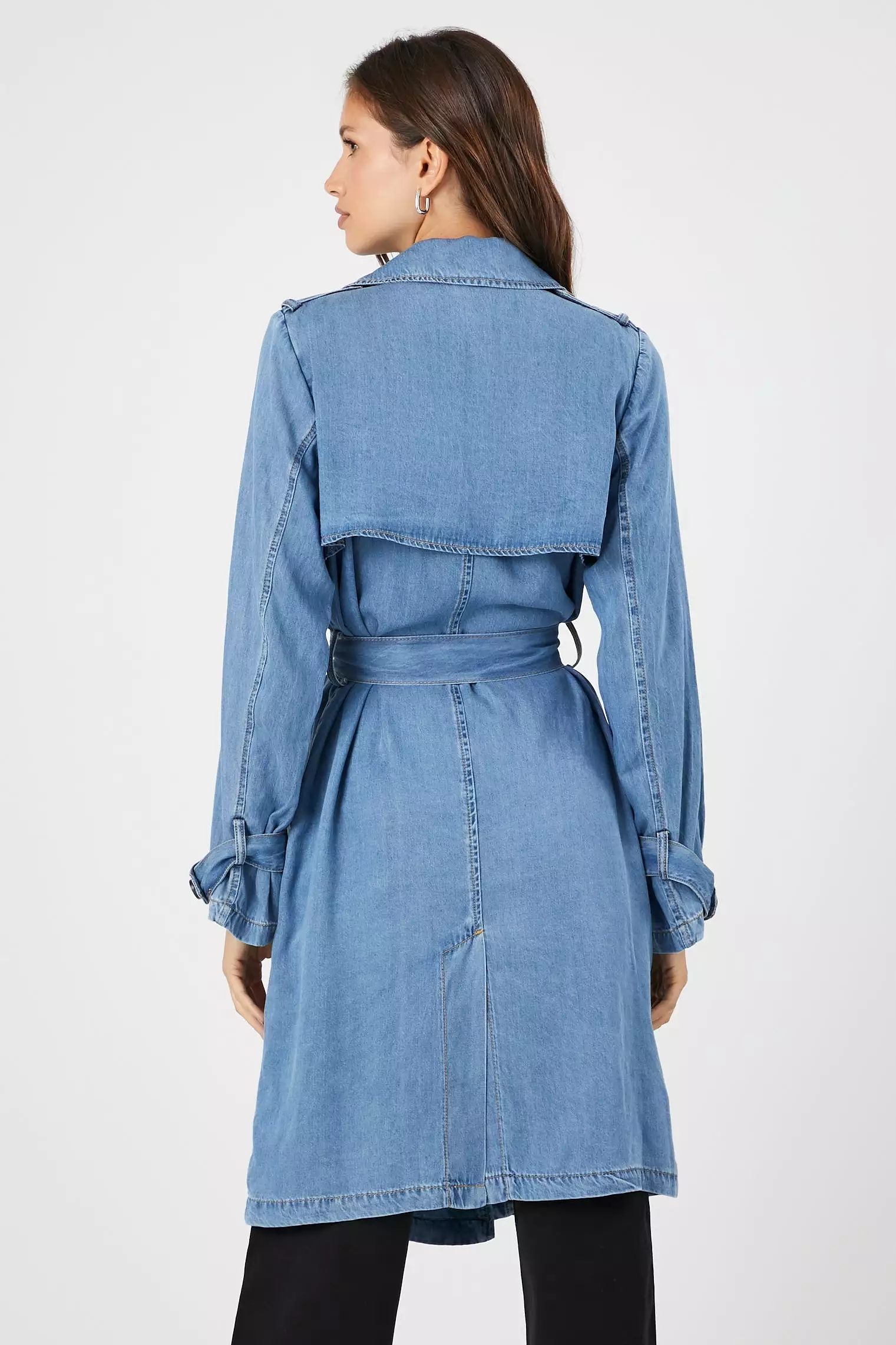 Belted Denim Trench Coat