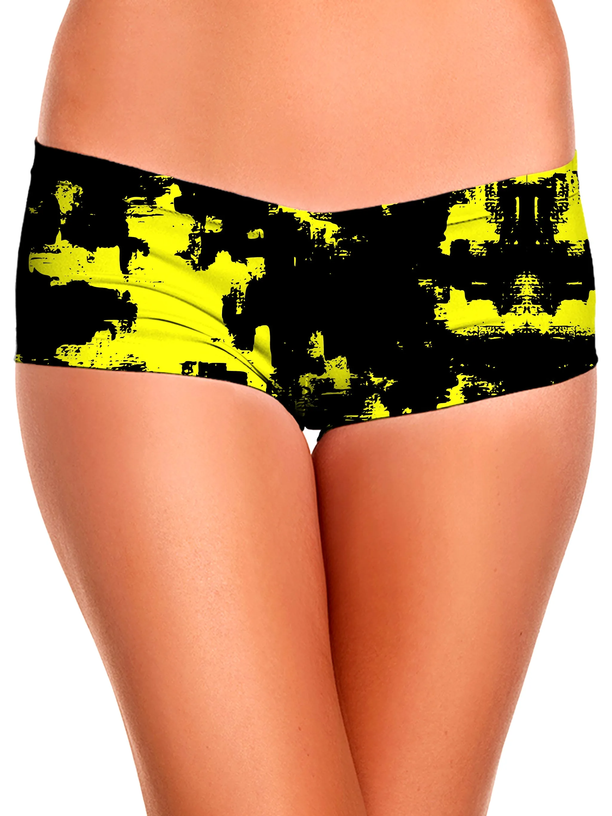 Black and Yellow Abstract Booty Shorts