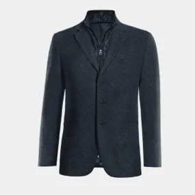  Blazer azul marino de donegal tweed esencial de 3 botones