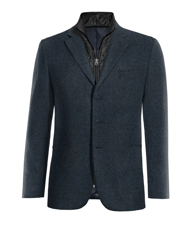  Blazer azul marino de donegal tweed esencial de 3 botones