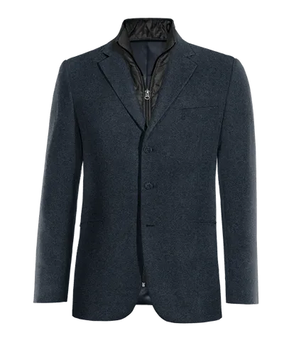  Blazer azul marino de donegal tweed esencial de 3 botones