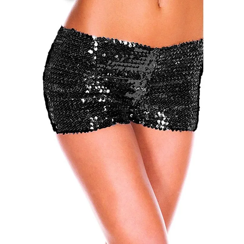 Bling Ladies Sequin 1980s Costume Party Dance Disco Wear Booty Shorts Boy Leg Burlesque Low Waist Club Shorts