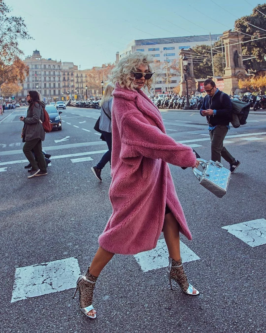 Camila Pink Faux Fur Teddy Coat