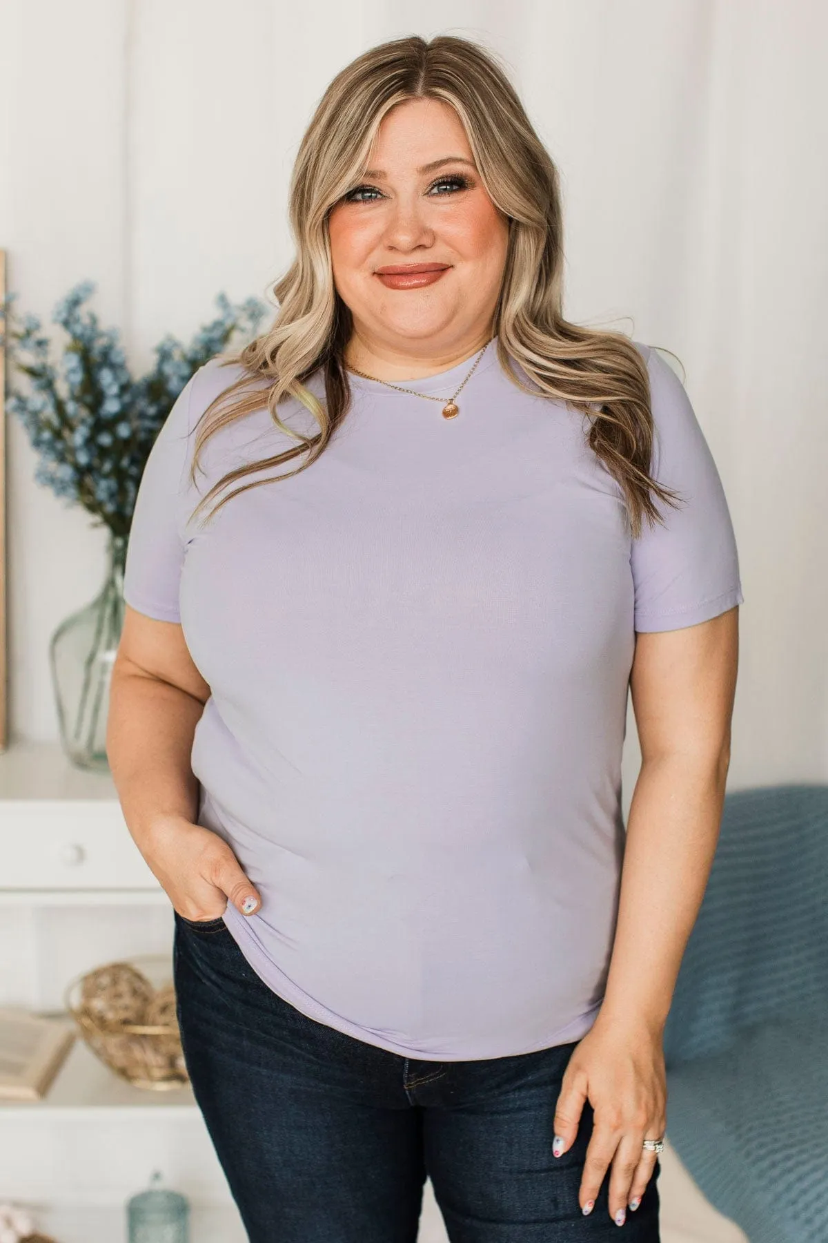 Casual Crush Short Sleeve Top- Pale Lavender