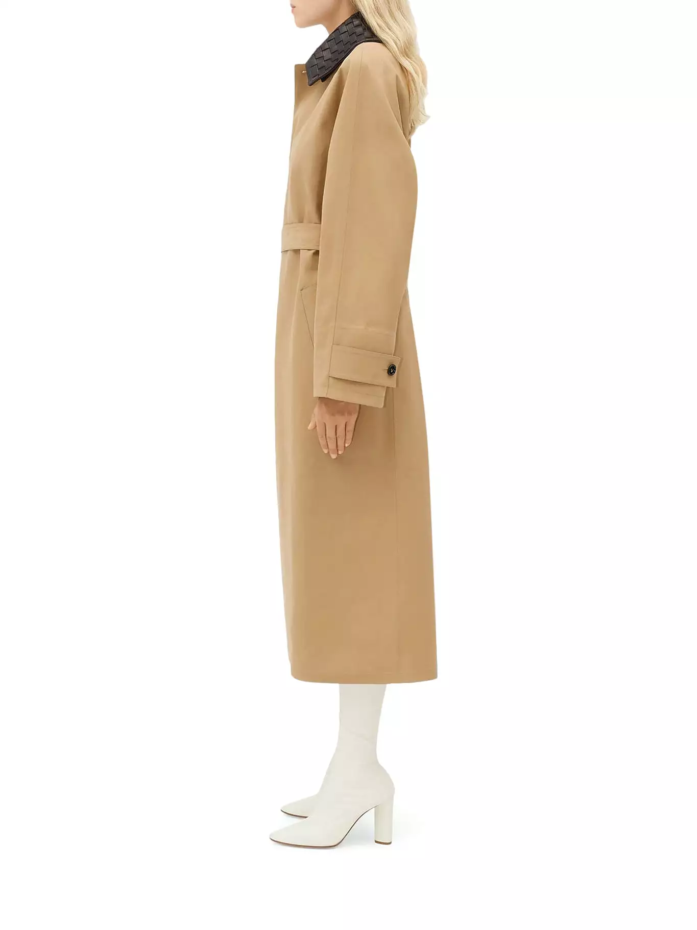 Cotton trench coat with braided collar