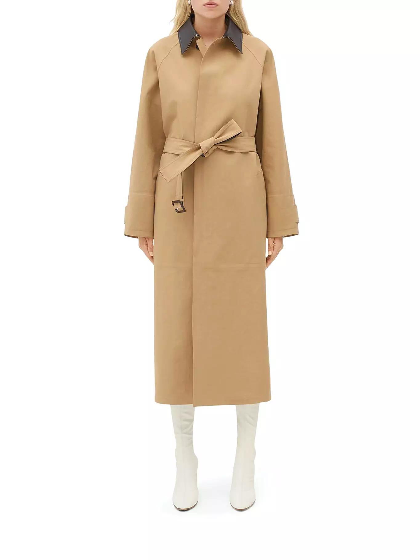 Cotton trench coat with braided collar