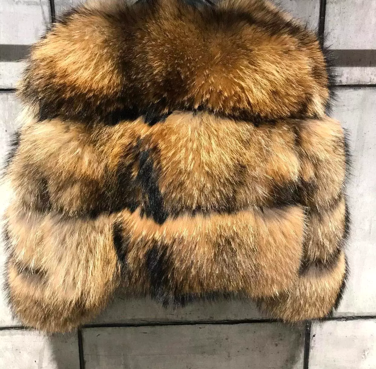 Cropped Dusty Brown Raccoon Fur Coat