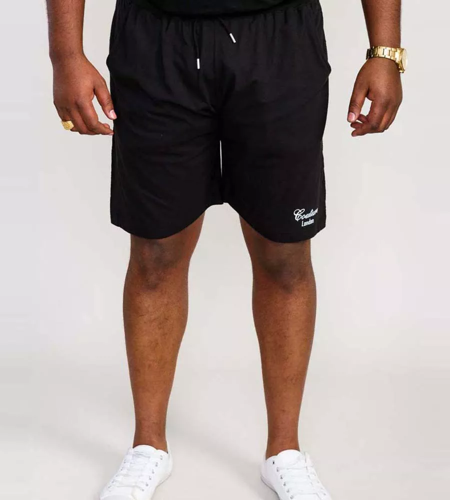 D555 Big Mens Black Couture Shorts With Elasticated Waistband (HOLBROOK)