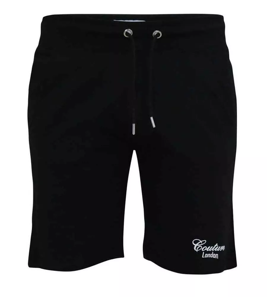 D555 Big Mens Black Couture Shorts With Elasticated Waistband (HOLBROOK)