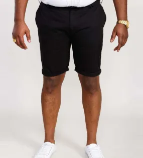 D555 Big Mens Black Stretch Chino Shorts (NELSON 2)