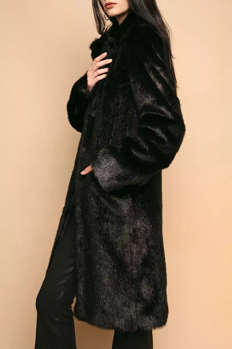 Dawson Faux Fur Coat in Black