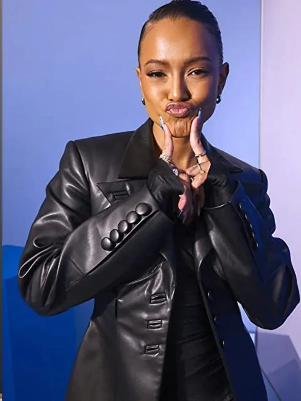 Divinity 2023 Karrueche Tran Black Leather Coat