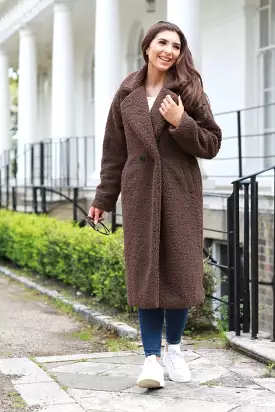 Double Second Brown Longline Fur Teddy Coat