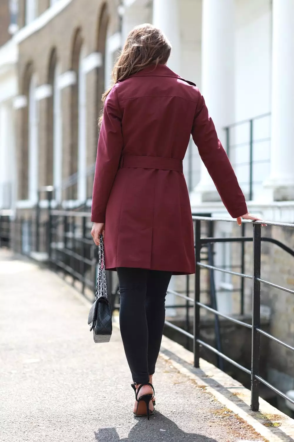 Double Second Plum Fitted Trench Coat