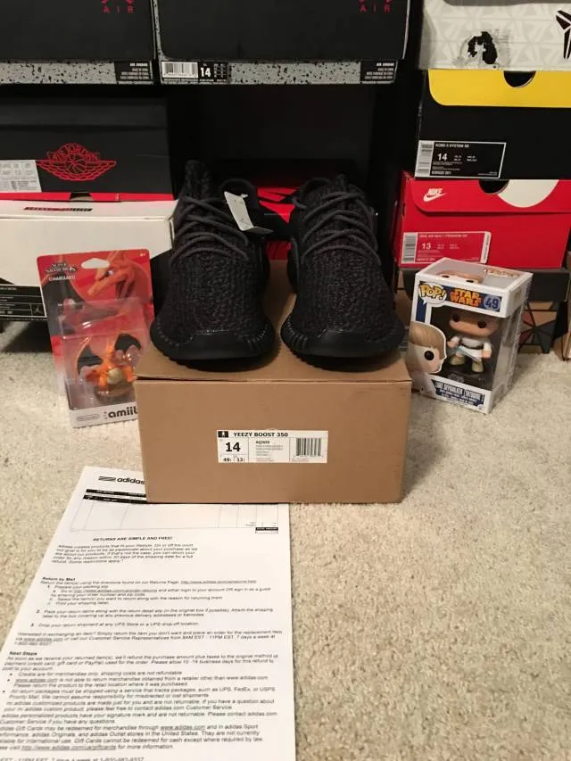 Ds sz 14 adidas yeezy boost 350 'pirate black' (2015) w rece