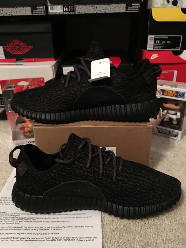 Ds sz 14 adidas yeezy boost 350 'pirate black' (2015) w rece