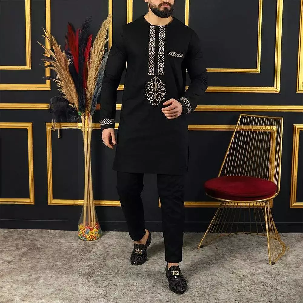 Elegant Black African Clothing Outfit Set