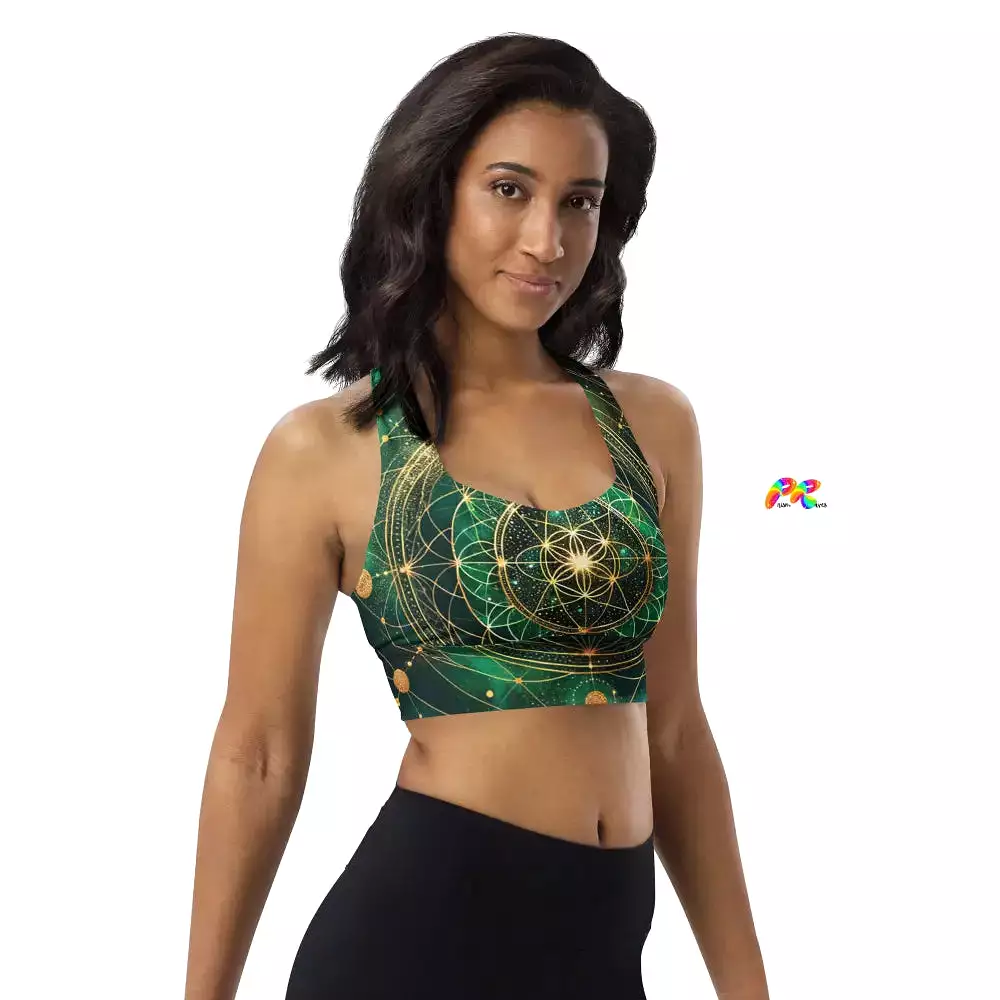 Emerald Cosmos Rave Longline Sports Bra