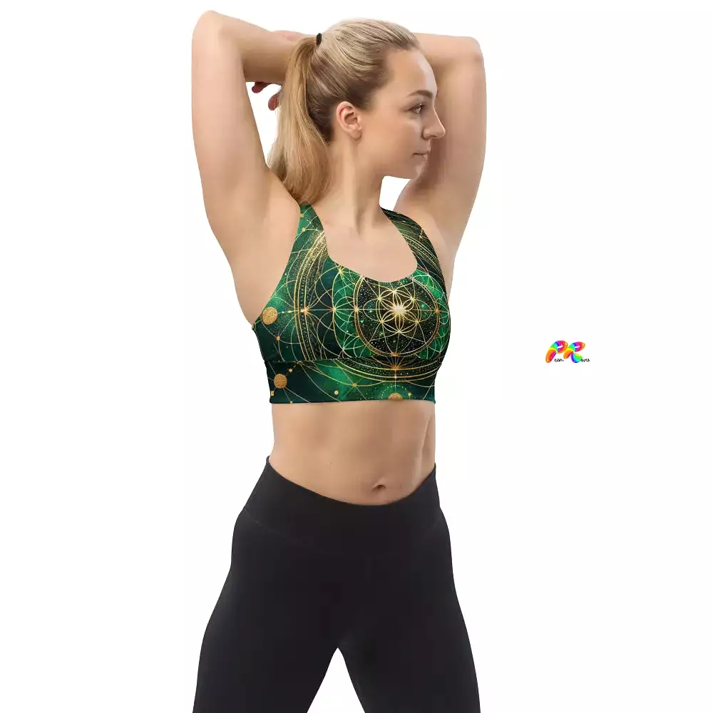 Emerald Cosmos Rave Longline Sports Bra