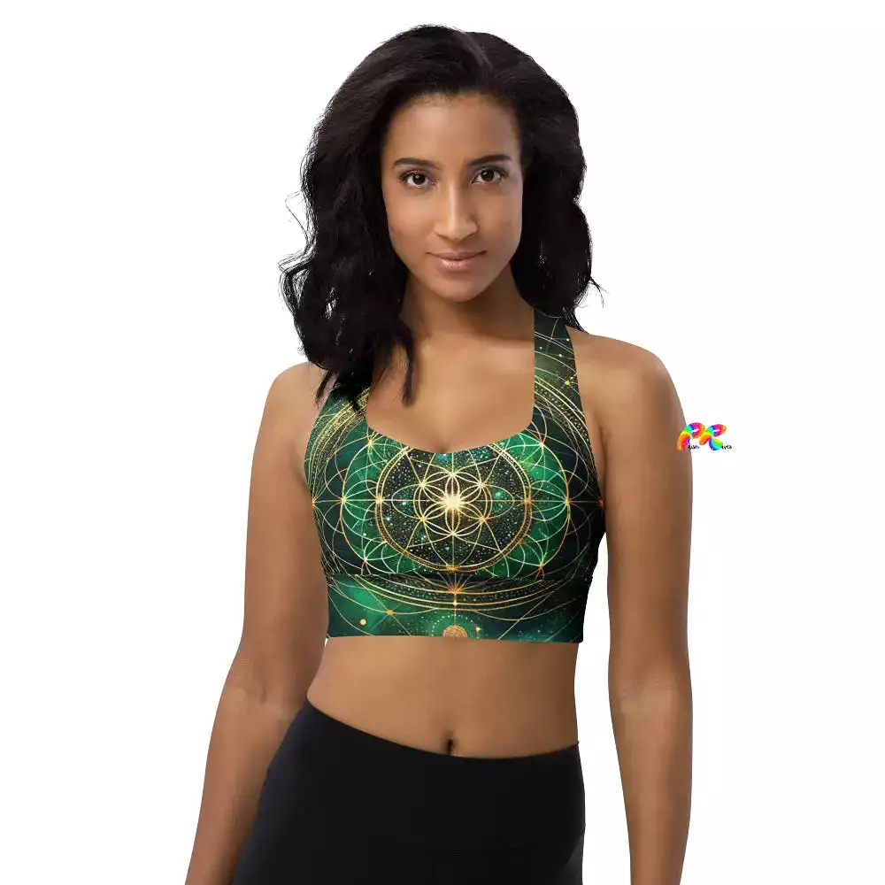 Emerald Cosmos Rave Longline Sports Bra