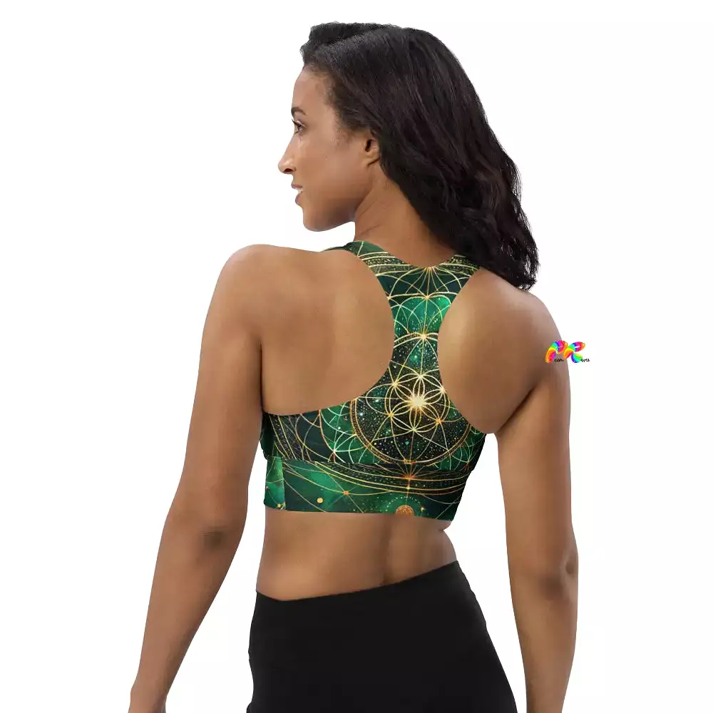 Emerald Cosmos Rave Longline Sports Bra