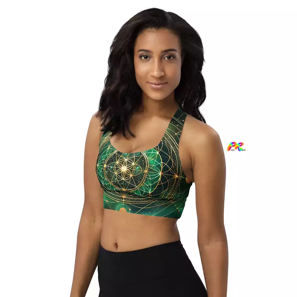 Emerald Cosmos Rave Longline Sports Bra